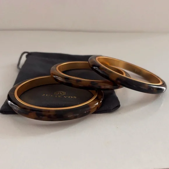 NWOT Set Of Three Julie Vos Madison Tortoiseshell Statement Bangles